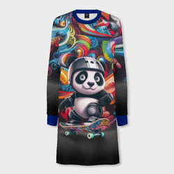 Панда - крутой скейтбордист на фоне граффити – Женское платье-свитшот 3D с принтом купить