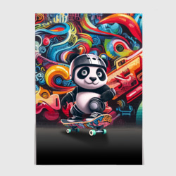 Постер Панда - крутой скейтбордист на фоне граффити