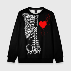 Детский свитшот 3D Скелет с красным сердцем