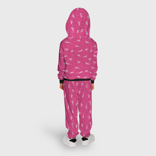 Детский костюм с толстовкой с принтом Розовые зайцы, вид сзади #2
