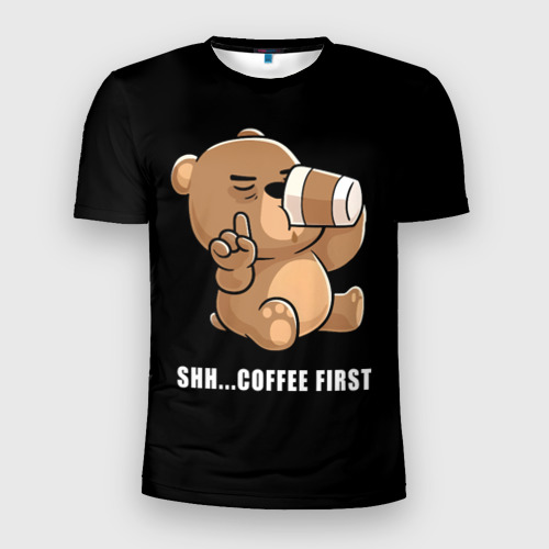 Мужская футболка 3D Slim Coffee first bear, цвет 3D печать