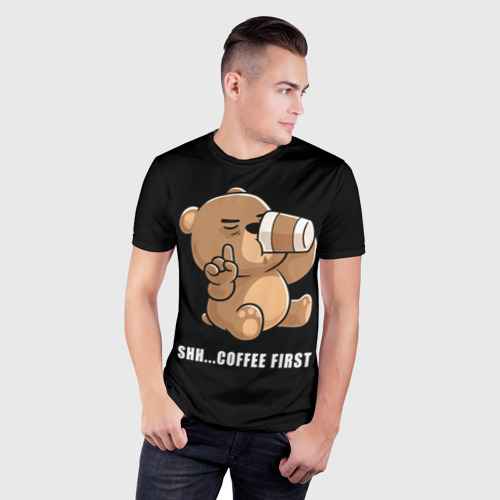 Мужская футболка 3D Slim Coffee first bear, цвет 3D печать - фото 3