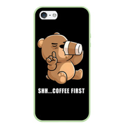 Чехол для iPhone 5/5S матовый Coffee first bear