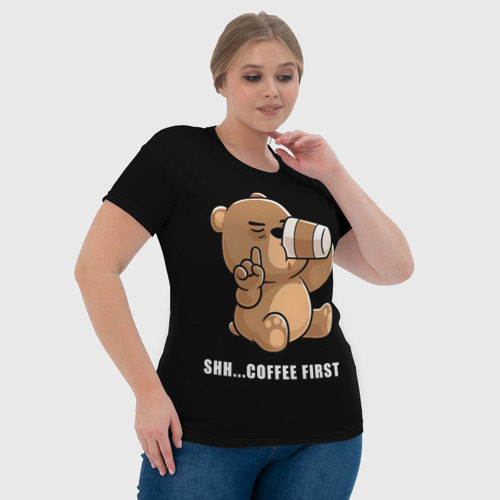 Женская футболка 3D Coffee first bear, цвет 3D печать - фото 6