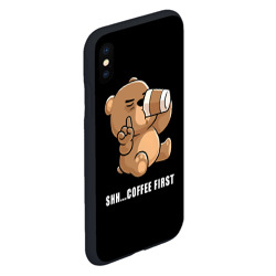 Чехол для iPhone XS Max матовый Coffee first bear - фото 2