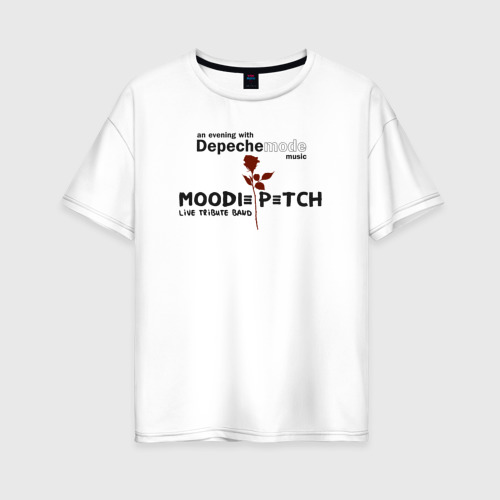 Женская футболка хлопок Oversize с принтом Depeche mode live tribute band, вид спереди #2