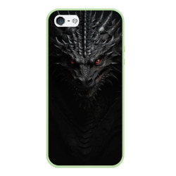 Чехол для iPhone 5/5S матовый Черный дракон-демон