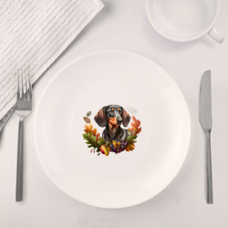 Набор: тарелка + кружка Такса осенний арт - фото 2
