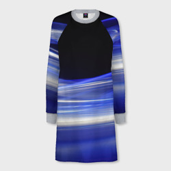 Синие волны на черном – Женское платье-свитшот 3D с принтом купить