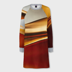 Бежевые и золотистые волны – Женское платье-свитшот 3D с принтом купить