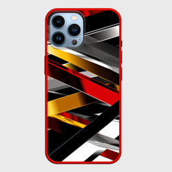 Металлические красные и белые полосы – Чехол для iPhone 14 Pro Max с принтом купить