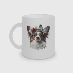 Кружка матовая стеклянная Папильон в венке из цветов