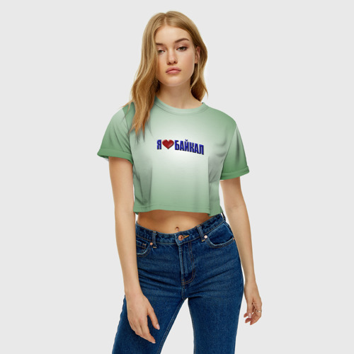 Женская футболка Crop-top 3D Я люблю Байкал, цвет 3D печать - фото 4