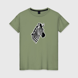 Портрет зебры в пол оборота – Женская футболка хлопок с принтом купить со скидкой в -20%