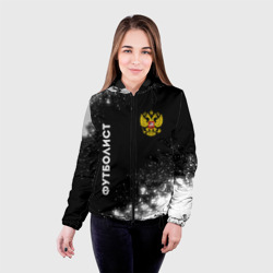 Женская куртка 3D Футболист из России и герб РФ вертикально - фото 2