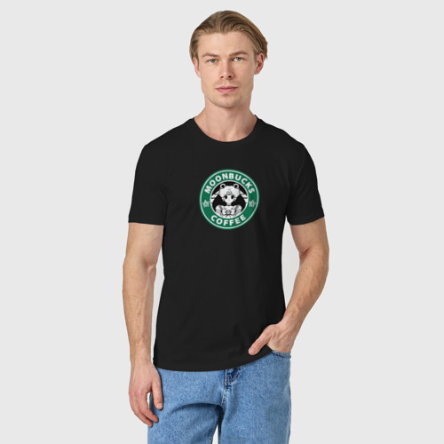 Мужская футболка хлопок с принтом Лунное кофе, фото на моделе #1
