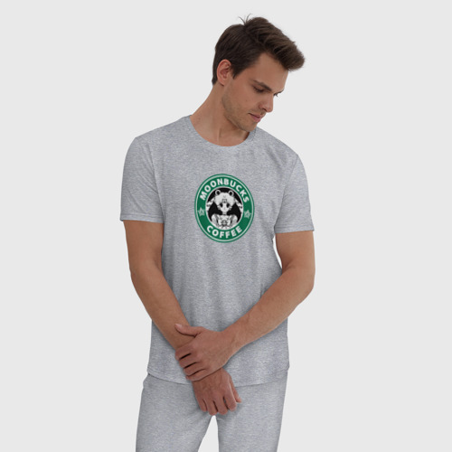 Мужская пижама хлопок с принтом Лунное кофе, фото на моделе #1