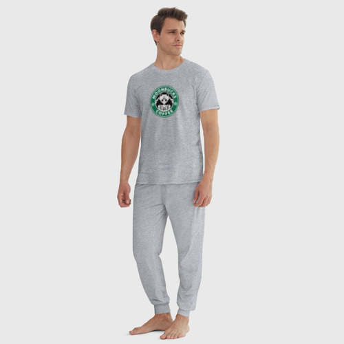 Мужская пижама хлопок с принтом Лунное кофе, вид сбоку #3