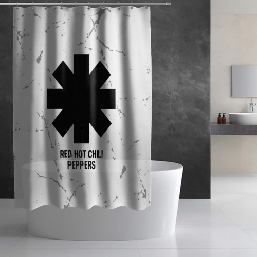 Штора 3D для ванной Red Hot Chili Peppers glitch на светлом фоне - фото 2