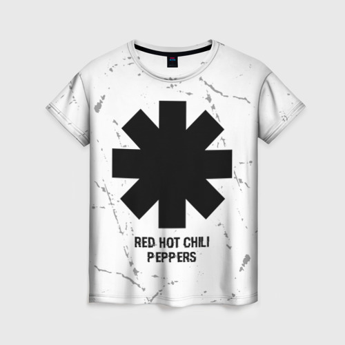 Женская футболка 3D с принтом Red Hot Chili Peppers glitch на светлом фоне, вид спереди #2