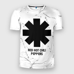 Мужская футболка 3D Slim Red Hot Chili Peppers glitch на светлом фоне