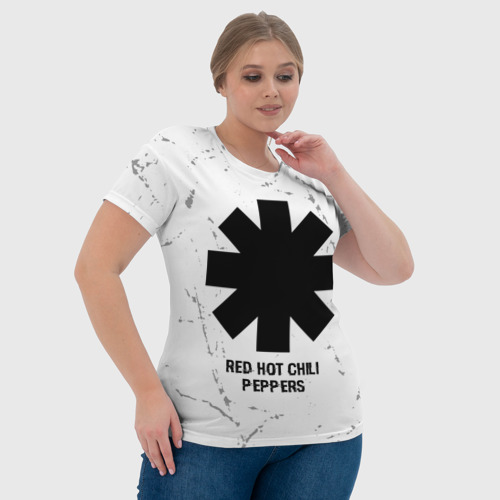 Женская футболка 3D с принтом Red Hot Chili Peppers glitch на светлом фоне, фото #4