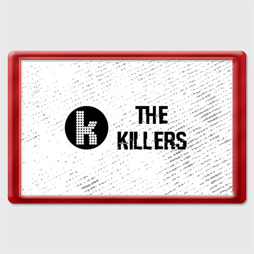 Магнит 45x70 с принтом The Killers glitch на светлом фоне по-горизонтали, вид спереди №1