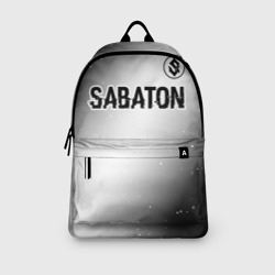 Рюкзак с принтом Sabaton glitch на светлом фоне посередине для любого человека, вид спереди №3. Цвет основы: белый