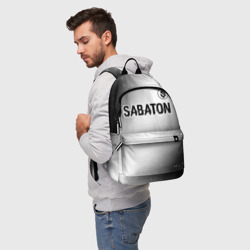 Рюкзак с принтом Sabaton glitch на светлом фоне посередине для любого человека, вид спереди №2. Цвет основы: белый