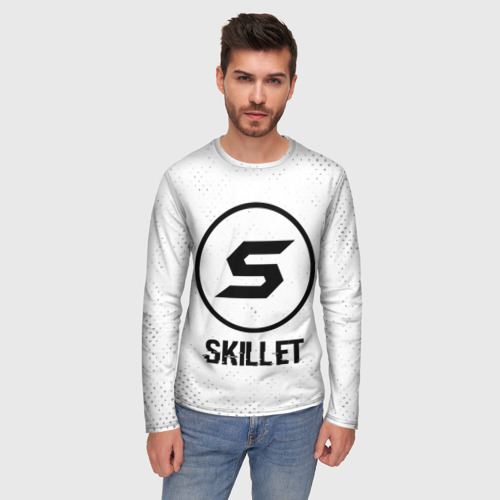 Мужской лонгслив 3D Skillet glitch на светлом фоне, цвет 3D печать - фото 3