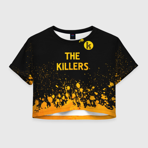 Женская футболка Crop-top 3D The Killers - gold gradient посередине, цвет 3D печать