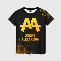 Женская футболка 3D Asking Alexandria - gold gradient