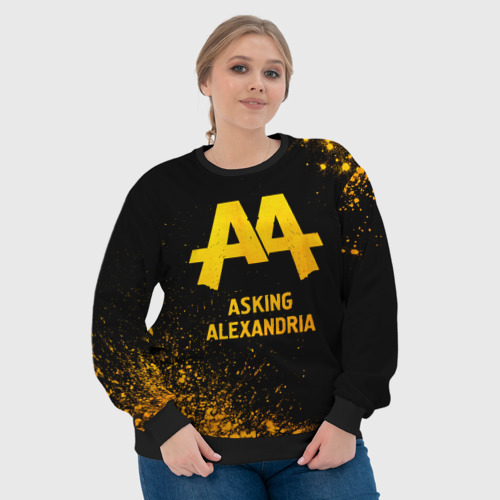 Женский свитшот 3D Asking Alexandria - gold gradient, цвет 3D печать - фото 6