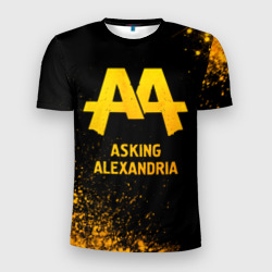 Мужская футболка 3D Slim Asking Alexandria - gold gradient