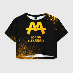 Женская футболка Crop-top 3D Asking Alexandria - gold gradient