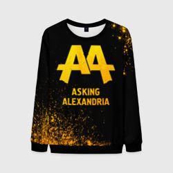 Мужской свитшот 3D Asking Alexandria - gold gradient