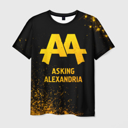 Мужская футболка 3D Asking Alexandria - gold gradient