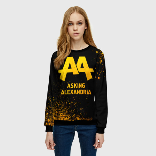 Женский свитшот 3D Asking Alexandria - gold gradient, цвет 3D печать - фото 3