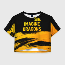 Женская футболка Crop-top 3D Imagine Dragons - gold gradient посередине