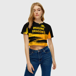 Женская футболка Crop-top 3D Imagine Dragons - gold gradient посередине - фото 2