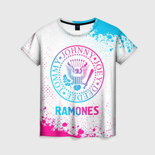 Женская футболка 3D Ramones neon gradient style, цвет 3D печать