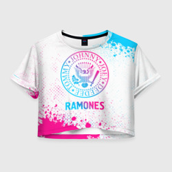 Женская футболка Crop-top 3D Ramones neon gradient style