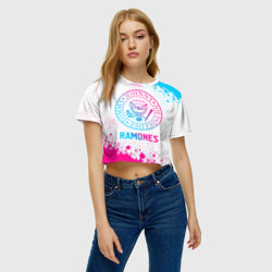 Женская футболка Crop-top 3D Ramones neon gradient style - фото 2