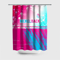 Штора 3D для ванной Nickelback neon gradient style посередине