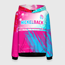 Женская толстовка 3D Nickelback neon gradient style посередине