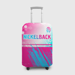 Чехол для чемодана 3D Nickelback neon gradient style посередине