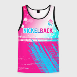 Мужская майка 3D Nickelback neon gradient style посередине