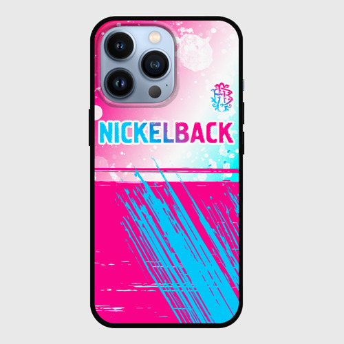 Чехол для iPhone 13 Pro Nickelback neon gradient style посередине