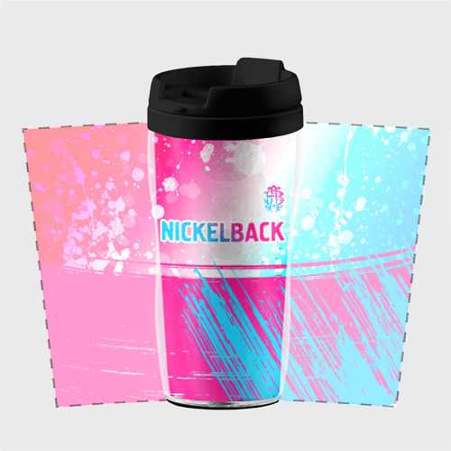 Термокружка-непроливайка Nickelback neon gradient style посередине - фото 2