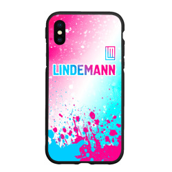 Чехол для iPhone XS Max матовый Lindemann neon gradient style посередине